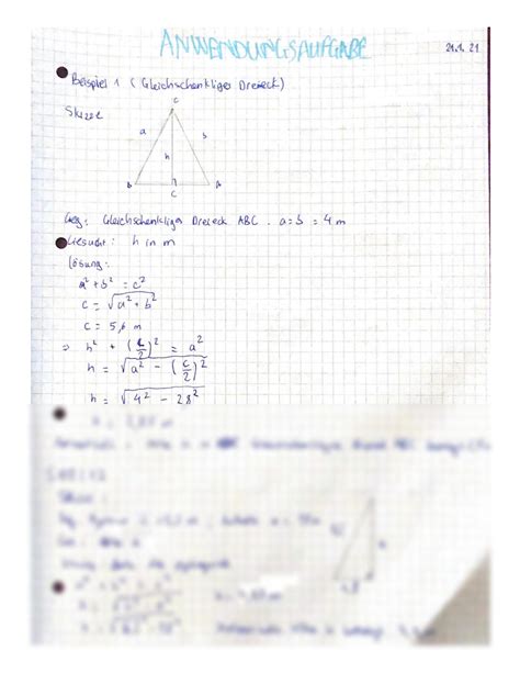 Solution Mathe Anwendungsaufgabe Pythagoras Studypool