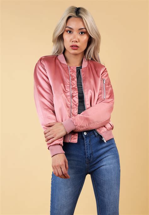 Padded Satin Bomber Jacket Shop New Arrivals At Papaya Clothing