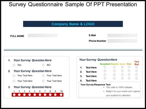 Survey Questionnaire Sample Of Ppt Presentation | PowerPoint Templates ...