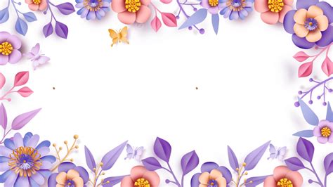 Floral Texture Paper Cut Border Pink Purple Flowers Paper Cutting