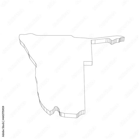 Namibia 3D Black Thin Outline Silhouette Map Of Country Area Simple