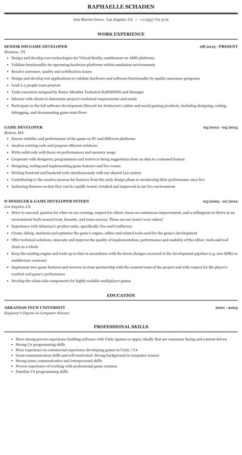 Game Developer Resume Chesterhalter Blog