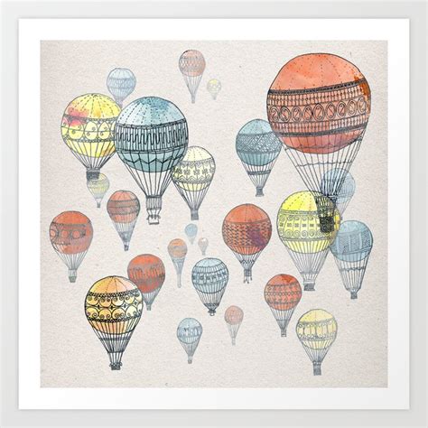 Voyages Hot Air Balloons Art Print By David Fleck Society6