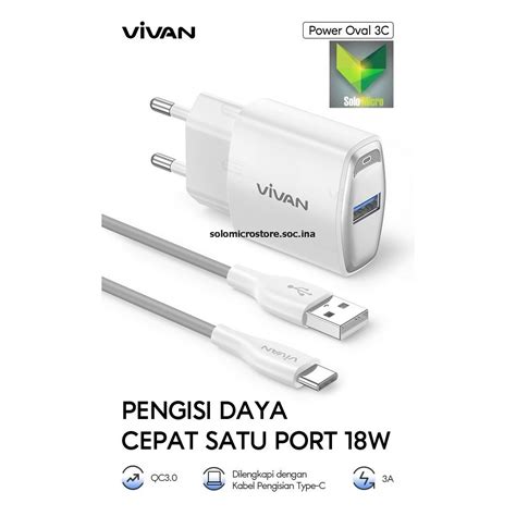 Jual Charger Cas Type C Tipe C Fast Charging Vivan Power Oval C