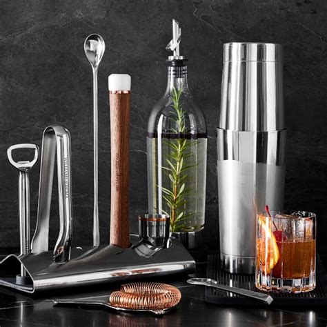 Williams Sonoma Bar Tool Set With Stand And Cocktail Shaker Bar Accessories Williams Sonoma