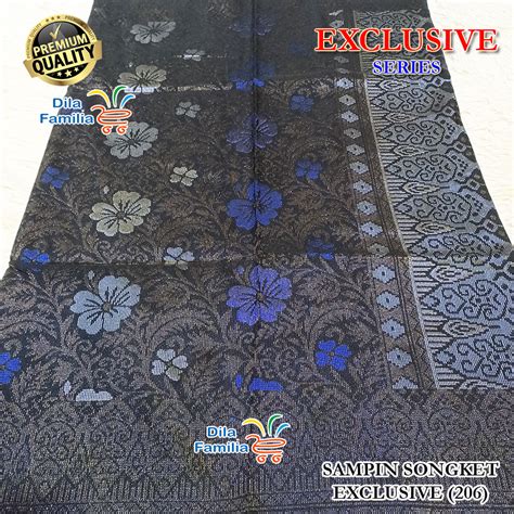 Sampin Songket Siap Jahit Samping Exclusive Tenun M Warna Putih Emas