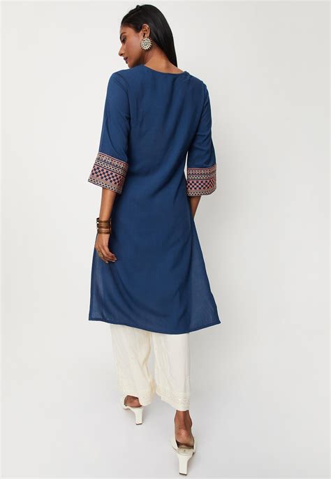 Buy Women Embroidered V Neck Straight Kurta Online At Just Rs