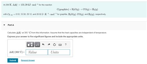 Solved At K Hr Kjmol For The Reaction C Chegg