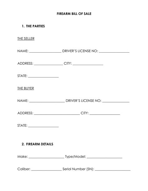 Free Printable Gun Bill Of Sale Templates Pdf Word