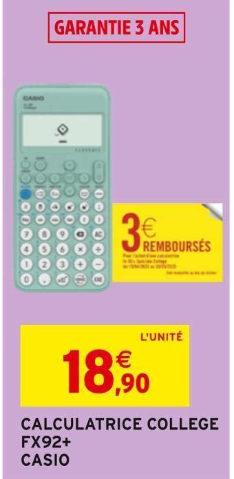 Promo Casio Calculatrice College Fx Chez Intermarch