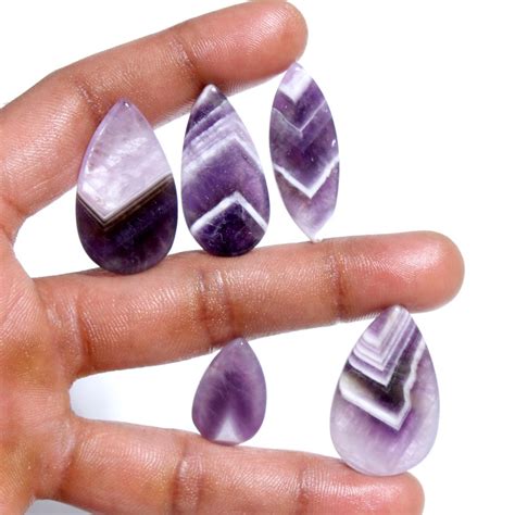 Pieces Beautiful Amethyst Cabochon Natural Chevron Purple Etsy