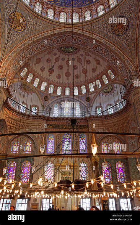 Interior And Roof Decorations Of The Blue Mosque Also Known As The