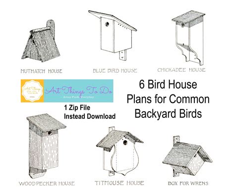 Instant Download Bird House Plans for 6 Common Backyard Birds DYI Woodworking Project Wren ...