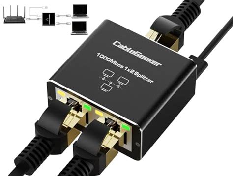 Cablegeeker Ethernet Splitter High Speed 1000mbps Ethernet Splitter 1 To 2 Rj45 Internet