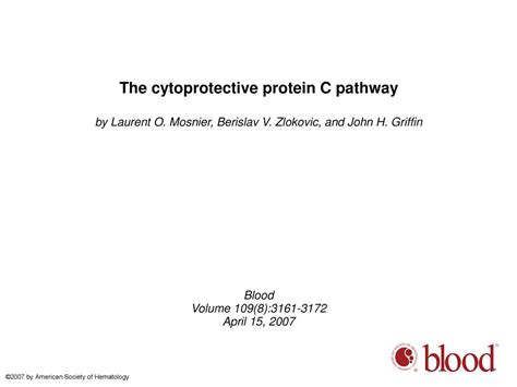 The Cytoprotective Protein C Pathway Ppt Download