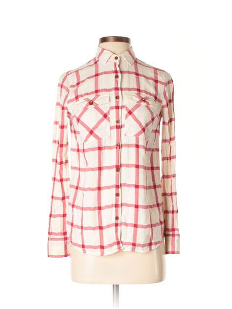 J Crew 100 Cotton Checkered Gingham Ivory Long Sleeve Button Down