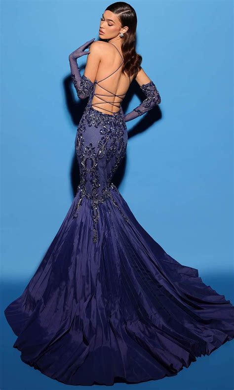 Tarik Ediz 53149 Beaded Mermaid Prom Gown Couture Candy