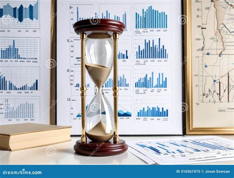 Time Management Concept Hourglass With Line Graphs Stock Illustration Illustration Of