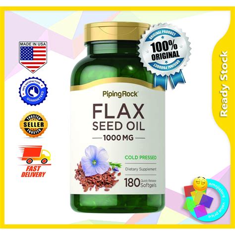 Flax Seed Oil 1000 Mg 180 Quick Release Softgels Made In Usa