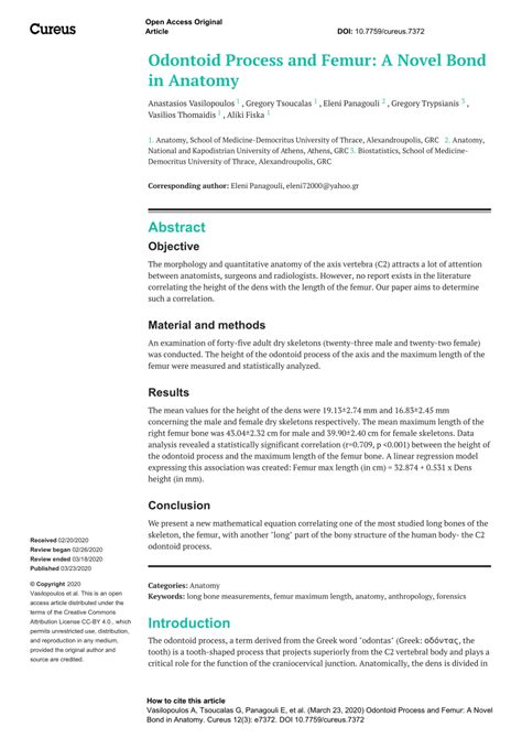 (PDF) Odontoid Process and Femur: A Novel Bond in Anatomy