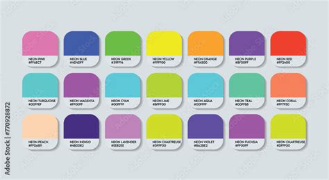 Neon Color Palette Bright Color With Names Catalog Samples Of Neon