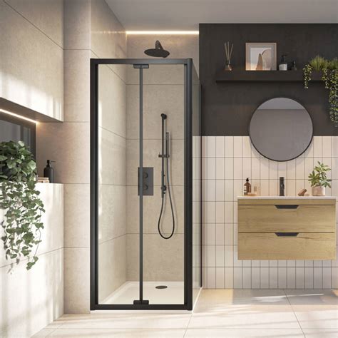 Scudo S6 800mm Black Bifold Shower Door Best Prices