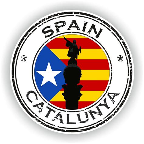 Spain Catalunya Seal Sticker Round Flag For Laptop Book Fridge Etsy