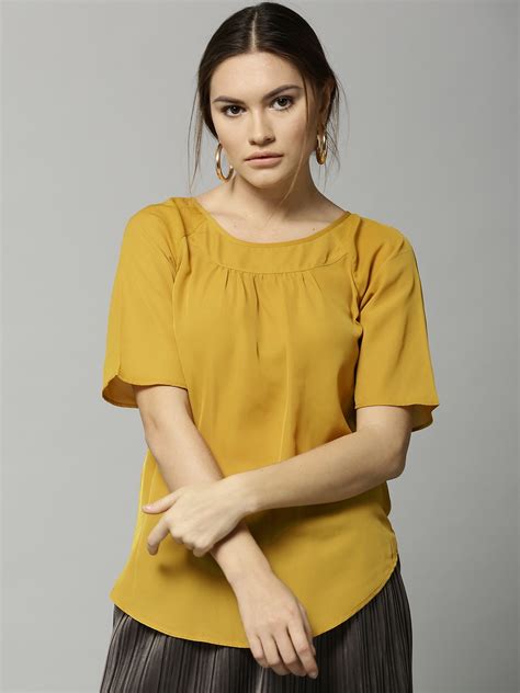 Buy Marks And Spencer Women Mustard Yellow Solid Top Tops For Women