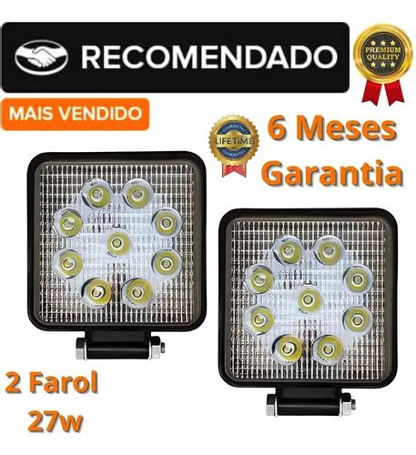 2 Farol De Milha Led Quadrado 9 Leds 12v24v 27w Off Road 4x4 MercadoLivre