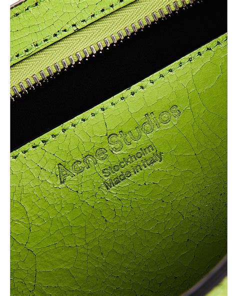 Acne Studios Platt Mini Crackle Bag In Lime Green Fwrd