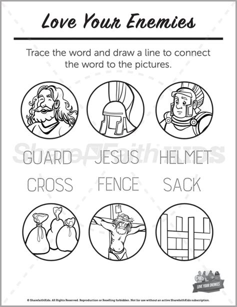 Matthew 5 Love Your Enemies Preschool Word Picture Match | Clover Media