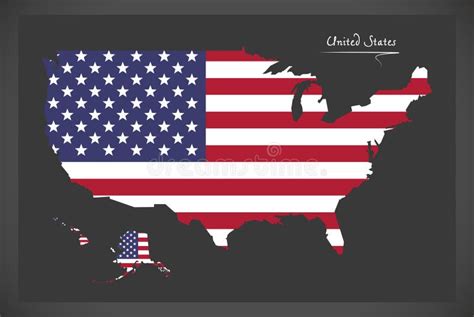 United States Map With American National Flag Illustration Stock Vector