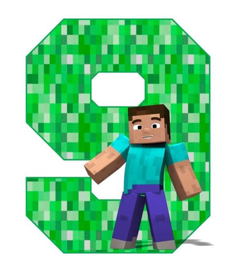 Šablona papírový číslo Minecraft 9 Foto di battesimo Torte per