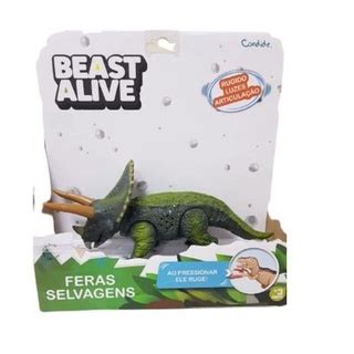 Boneco Dinossauro Triceratops Beast Alive Feras Selvagens Shopee Brasil