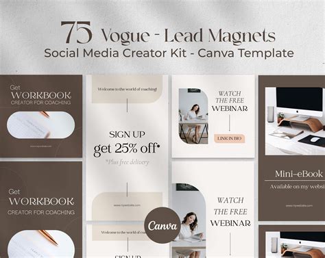 Vogue Lead Magnets Social Media Creator Kit Canva Template | Digital
