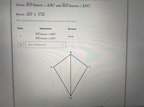 Given Segment BD Bisects Angle ABC And Segment BD Bisects Angle ADC