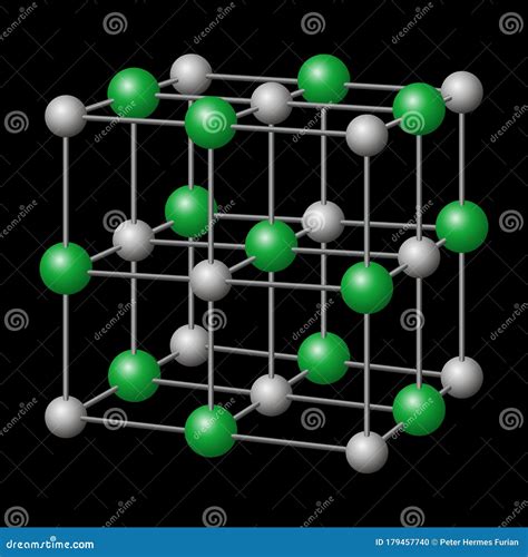 Sodium Chloride, NaCl Crystal Structure Over Black Stock Illustration - Illustration of black ...