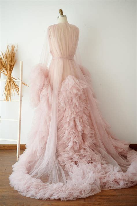 Long Ruffled Tulle Robe For Wedding And Maternity Photo Shoots Rb1333