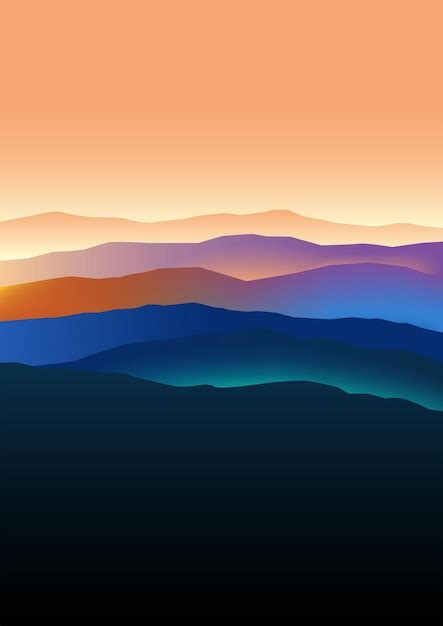 Premium Vector | Sunrise view in the mountains