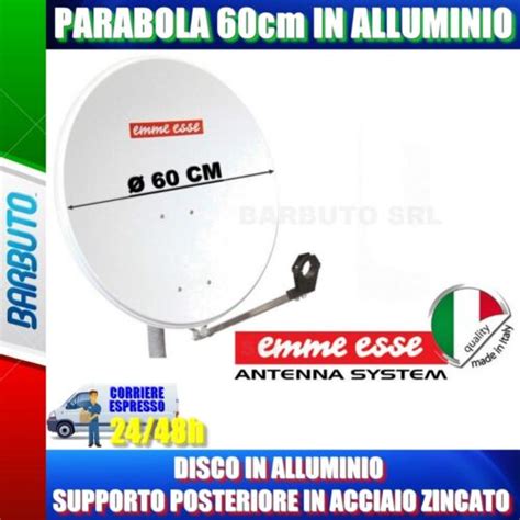 PARABOLA 60 CM IN ALLUMINIO EMMEESSE ANTENNA SATELLITARE SUPPORTO POST