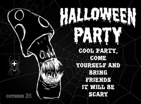 Premium Vector Halloween Party Poster With Scary Monster Spiders