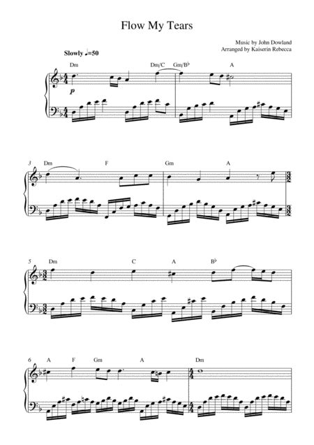 Flow My Tears Arr Kaiserin Rebecca By John Dowland Sheet Music For Piano Solo At Sheet Music