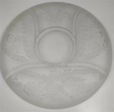 Vintage Large Frosted Glass Carved Flowers And Leaves 4 Slots Tray Serving Platter 39 00