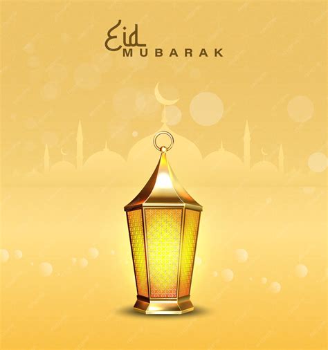 Premium Vector Eid Mubarak Islamic Greeting Card Design With Golden