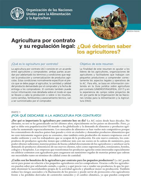 Agricultura Por Contrato Corto Pdf Organización De Comida Y