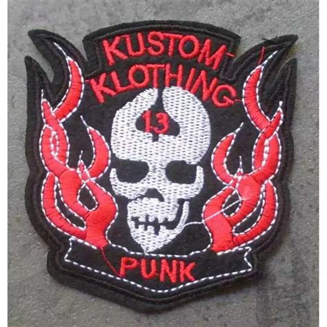 Patch Crane Kustom Klothing 13 Punk Tete De Mort Flamme