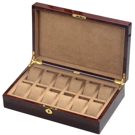 Camphor Burl Wood 12 Watch Storage Box Hillwood