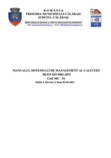 PDF MANUALUL SISTEMULUI DE MANAGEMENT AL CALITĂŢII DOKUMEN TIPS