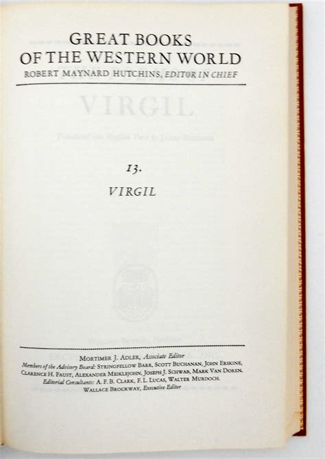 Great Books Of The Western World Vol The Poems Of Virgil By Virgil