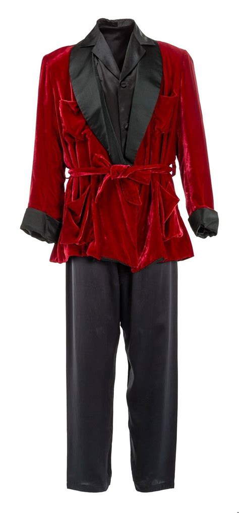 Hugh Hefner Burgundy Smoking Jacket Silk Pajamas And Slippers With